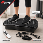 48 Pieces Vibration Exercise Platforms with Resistance Bands and Remote, Small Black Shaking Training Board