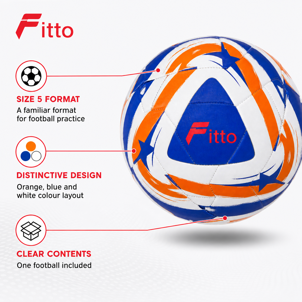 60 Pieces Size 5 Football, Orange Blue and White Design, Single Ball for Training and Recreational Play