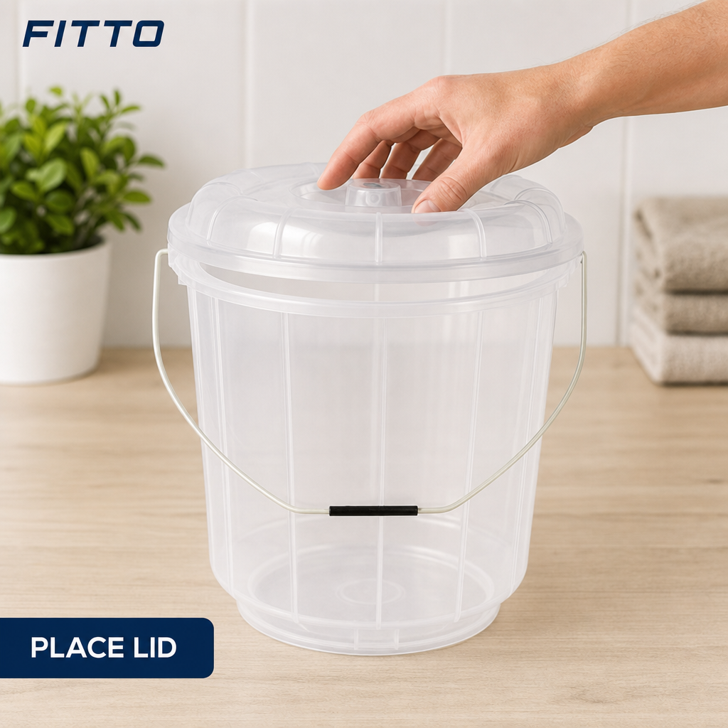 96 Pieces Transparent Plastic Bucket with Lid and Carry Handle, 25 Litre