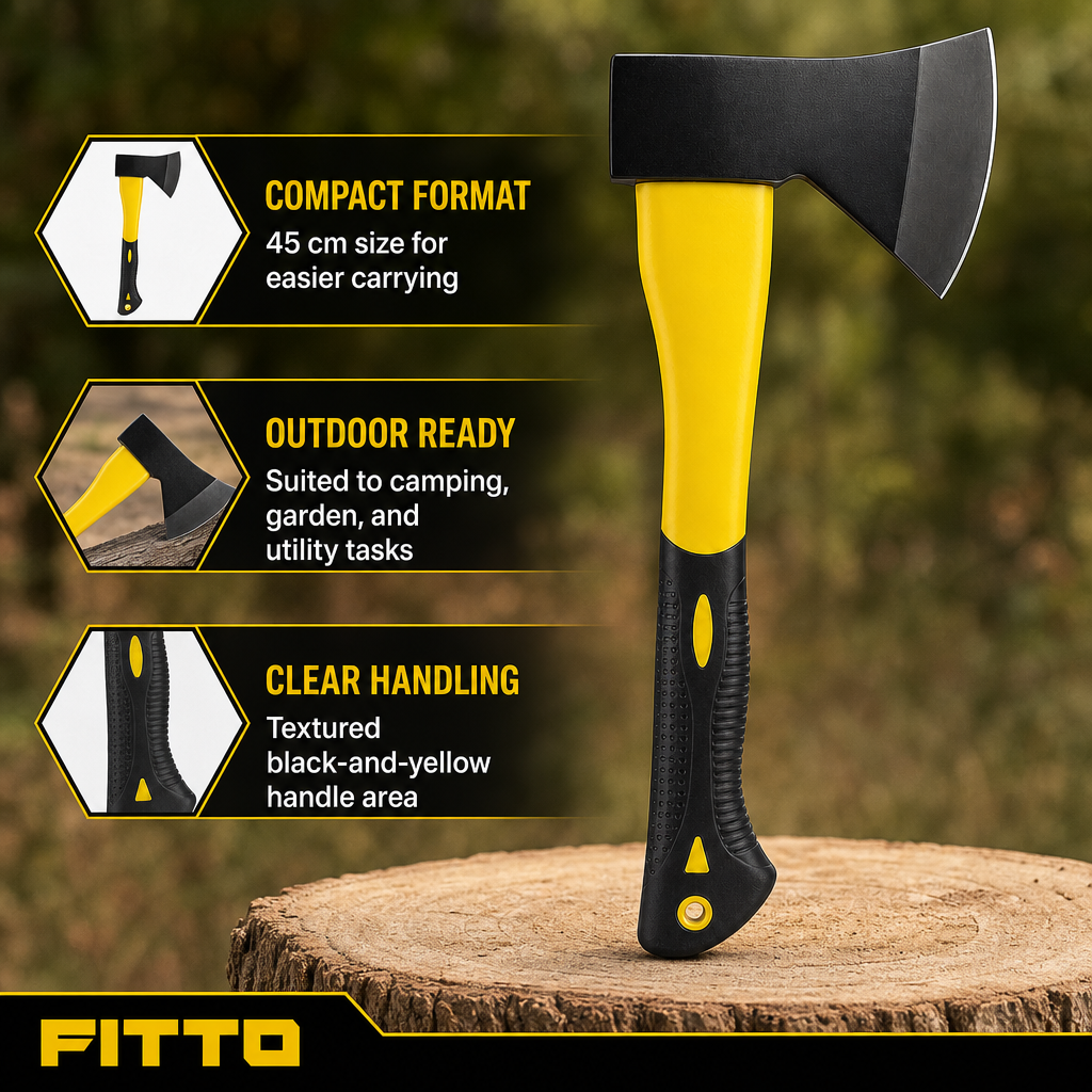 72 Pieces Compact Hand Axe Hatchet, 45 cm, Black and Yellow, 1 Piece