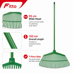 96 Pieces Wide Plastic Leaf Rake, 152 cm Overall, Green, 1 Piece