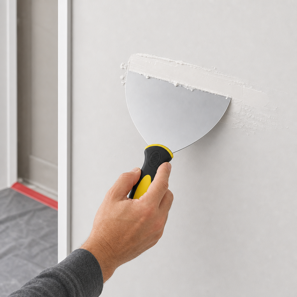 144 Pieces 6 Inch Putty Knife Paint Scraper with Rubber Handle, Yellow Black and Silver, 1 Piece