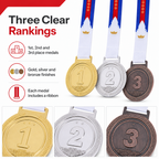 144 Pieces Award Medals with Ribbons, 1st 2nd 3rd Place Set for Sports Events, Competitions and Recognition Ceremonies