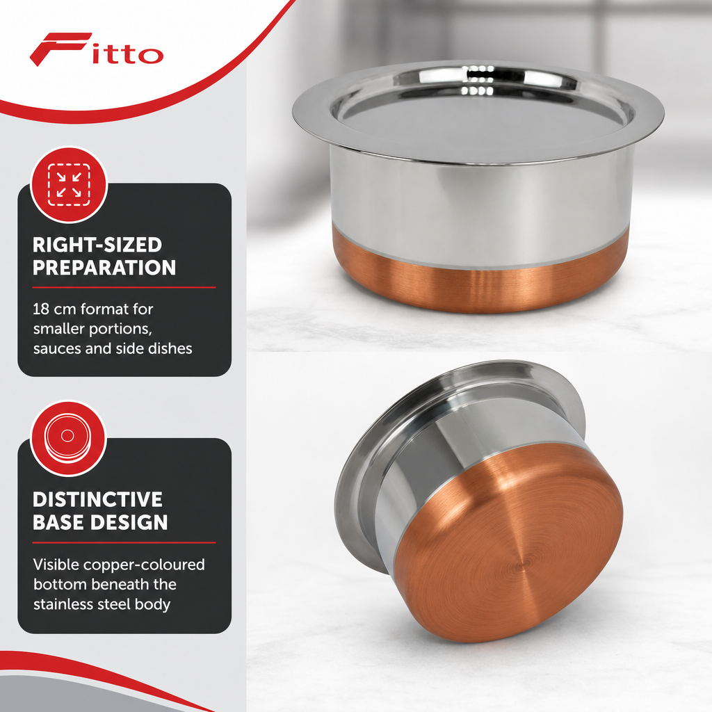 72 Pieces Stainless Steel Cooking Pan with Copper Bottom, 18 cm
