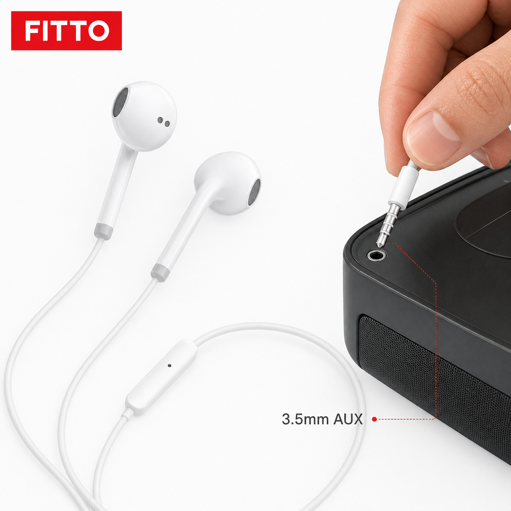 144 Pieces Wired HiFi Earphones with Inline Microphone, 3.5mm AUX Connector, White
