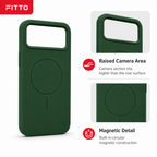 120 Pieces Silicone Magnetic Phone Cases for 14 Pro, Green, with Raised Camera Protection