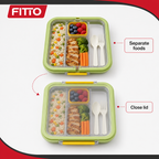 96 Pieces Green Rectangular Compartment Lunch Box with Secure Lid and Cutlery, 1 Piece