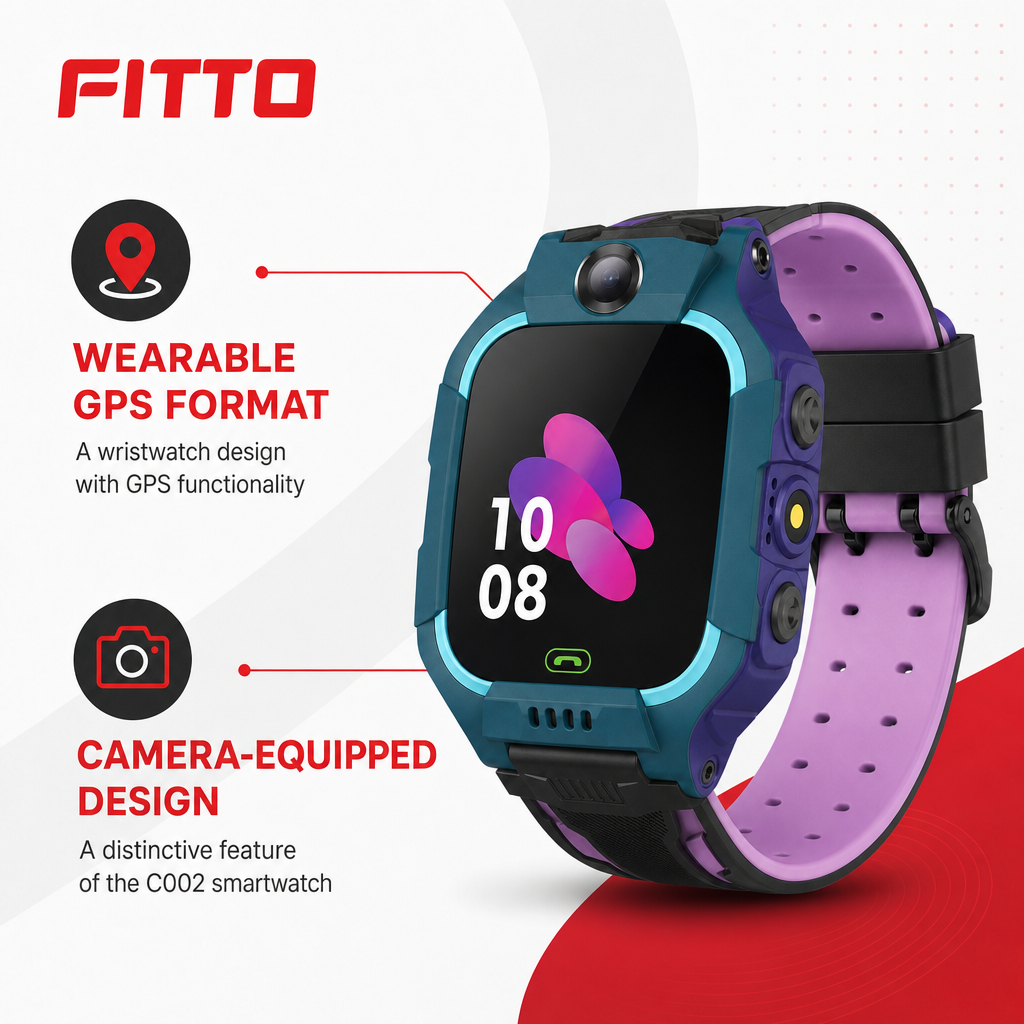 72 Pieces GPS Smartwatches with Camera and Silicone Strap, C002 Wrist Wearable