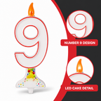 120 Pieces Mixed Colour LED Number 9 Cake Candle for Birthday Celebrations