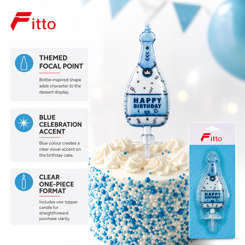144 Pieces Bottle-Shaped Birthday Cake Topper Candle, Blue, 1 Piece