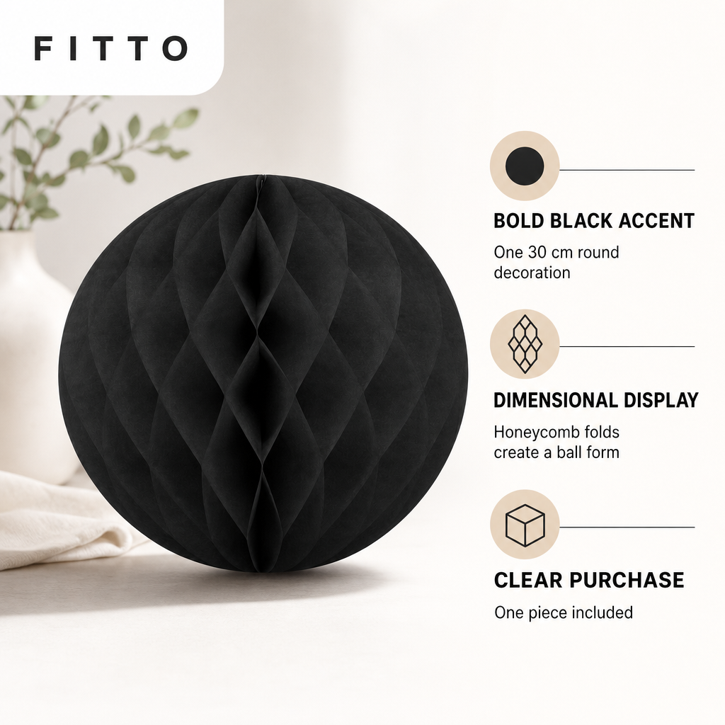 240 Pieces Black Paper Honeycomb Ball Decoration, 30 cm, 1 Piece