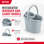 72 Pieces Compact Mop Bucket with Wringer and Carry Handle, Grey, 42 x 32 x 30 cm