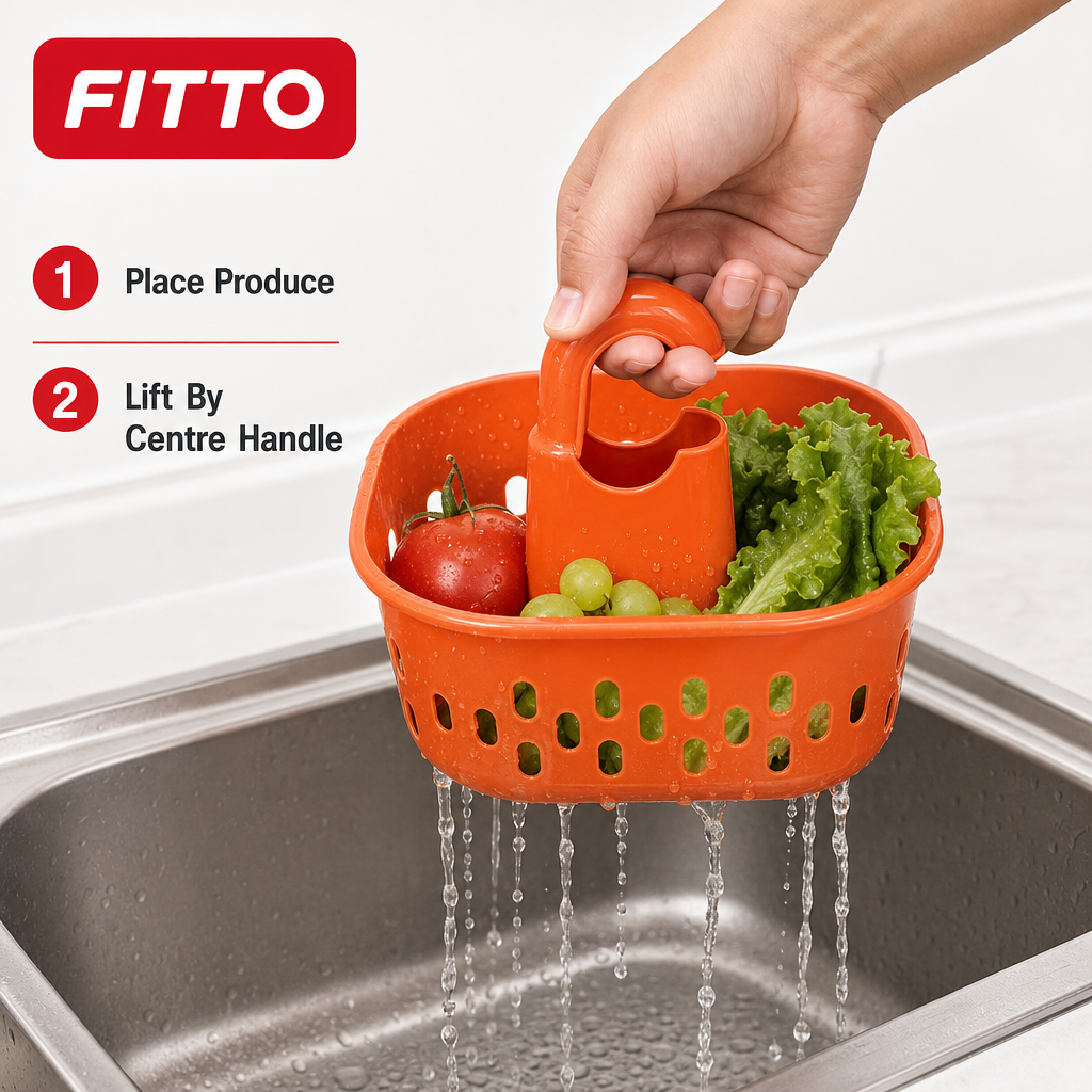 120 Pieces Kitchen Drain Basket Plastic Strainer with Centre Handle, Rounded Rectangular Design, Orange or White, 1 Piece