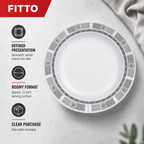 96 Pieces Soup Plate, 11 Inch Round Grey Plate with Geometric Border for Dining Table Settings