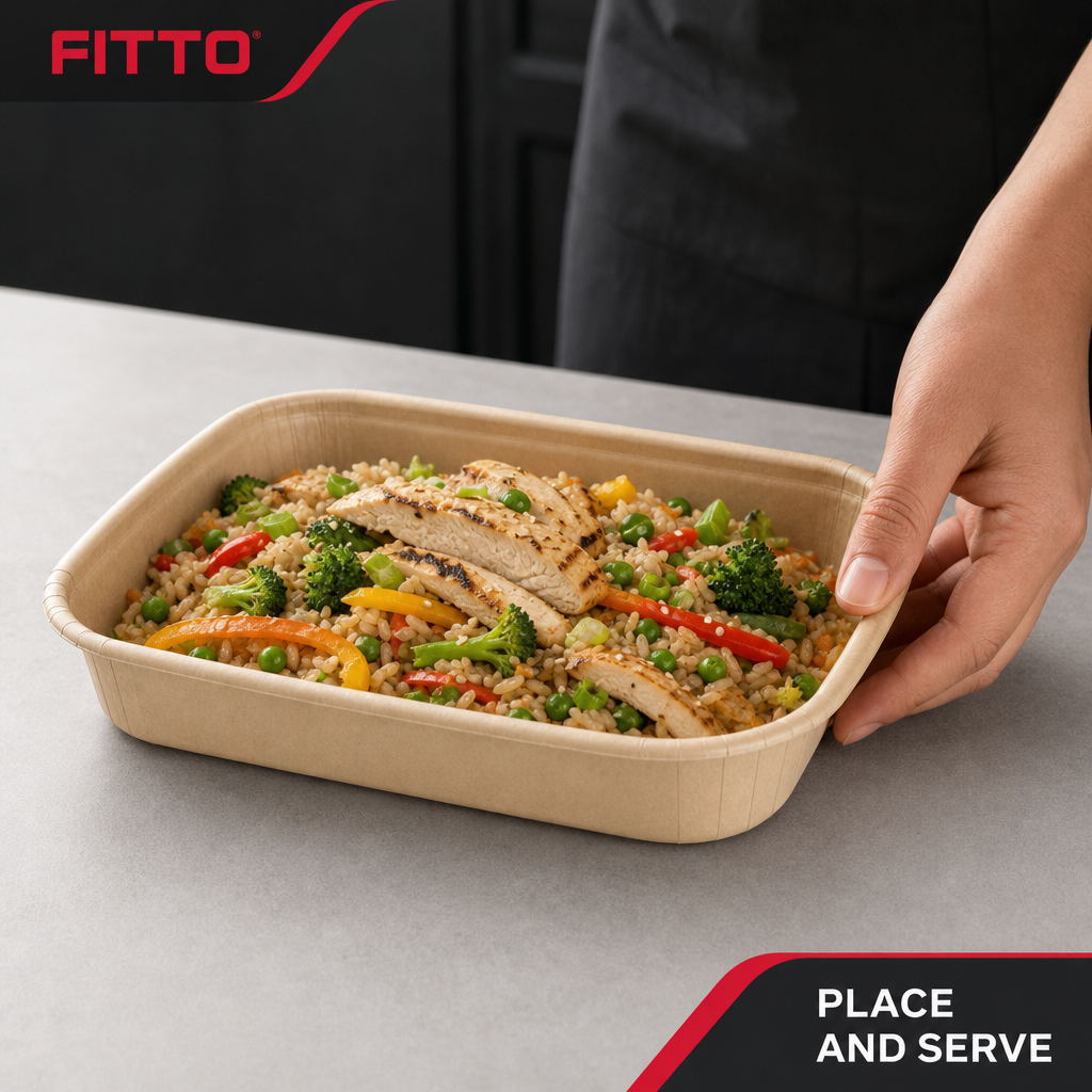 144 Pieces Disposable Rectangular Food Trays 8.5 x 7 x 3.2 cm, Beige, 10 Pieces