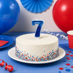 240 Pieces Number 7 Birthday Cake Candle, Light Blue and Blue Glitter Design, 2 Inch, Single Candle