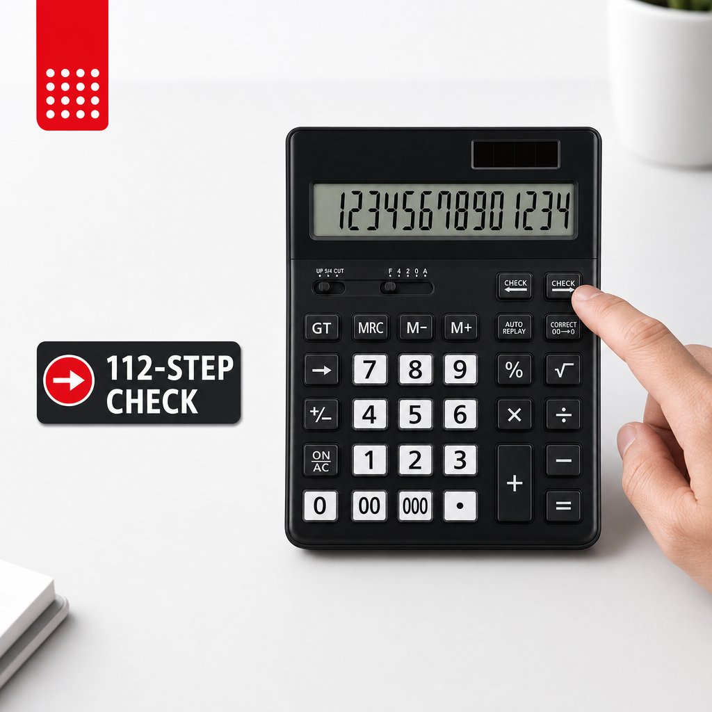 72 Pieces Electronic Calculators, 14-Digit Display, 112-Step Check, Dual Power, Black and White, 1 Piece