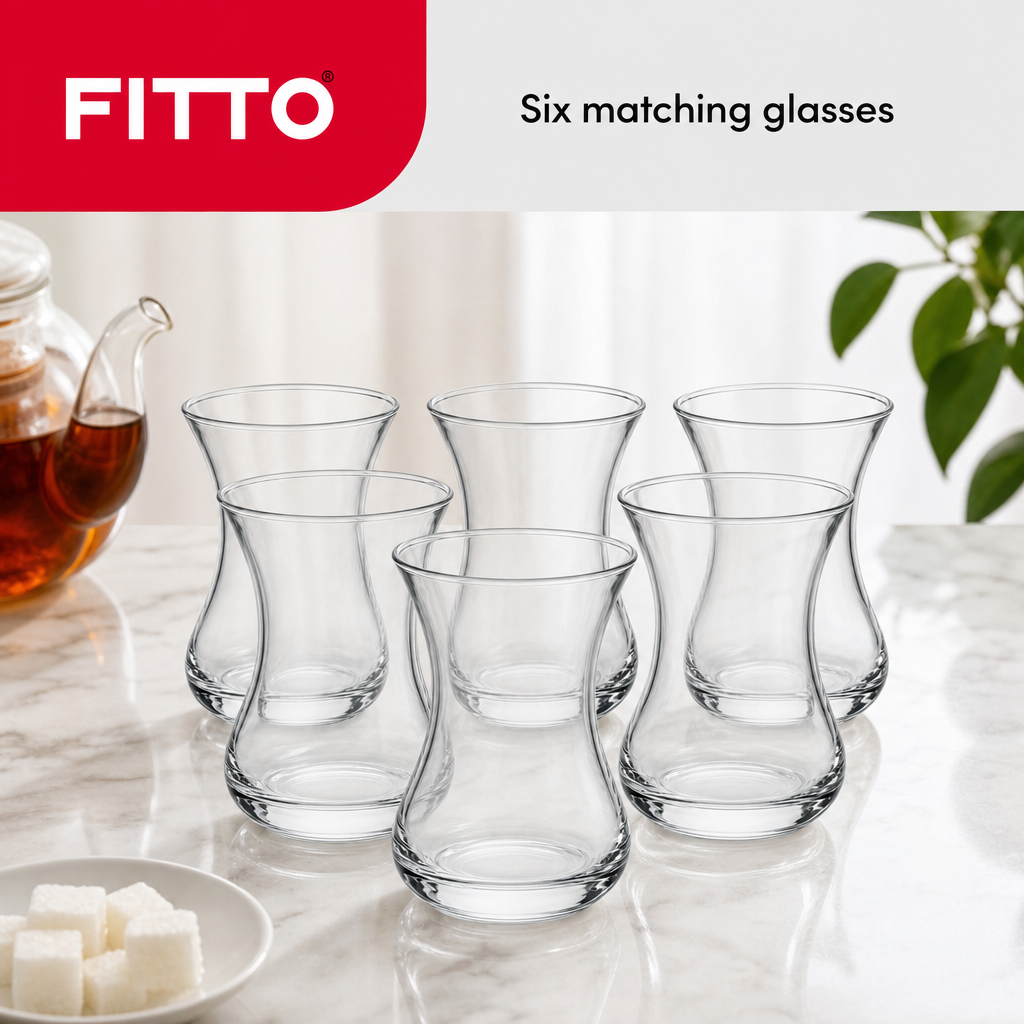 96 Pieces Clear Turkish Tea Glasses, 6-Piece Set for Tea and Beverage Serving