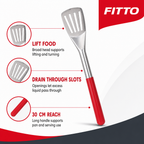 120 Pieces Stainless Steel Slotted Turner with Red Handle, 30 cm Kitchen Cooking Utensils