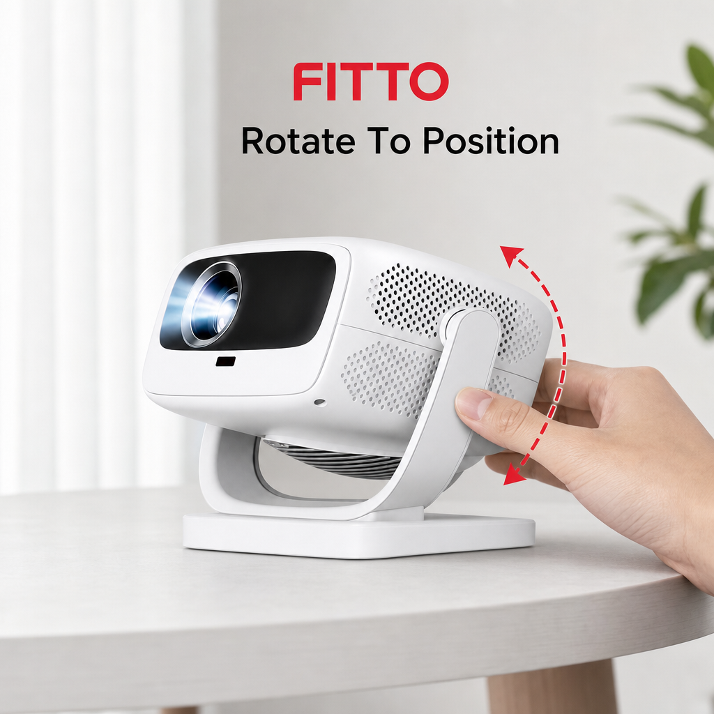 48 Pieces Portable Projectors with Built-In Rotating Stand, 8K HDR, 5G Wi-Fi, White