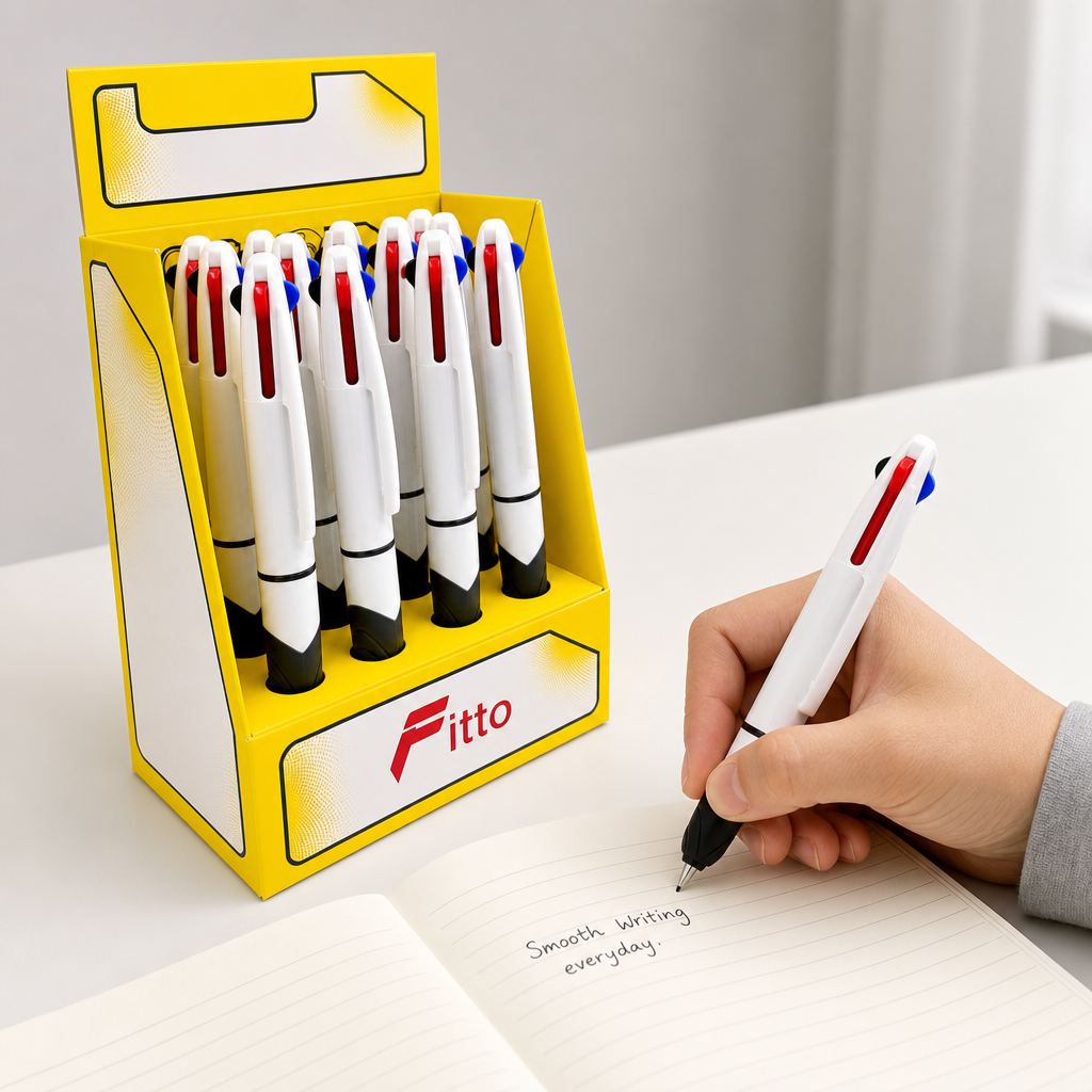 96 Pieces Ball Pens, Grip Design, Assorted Colours, 12 Pack