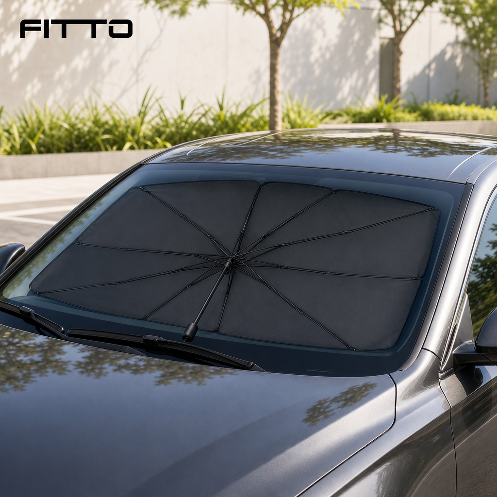 96 Pieces Foldable Car Windshield Sunshades Umbrella, 140 x 79 cm, Black