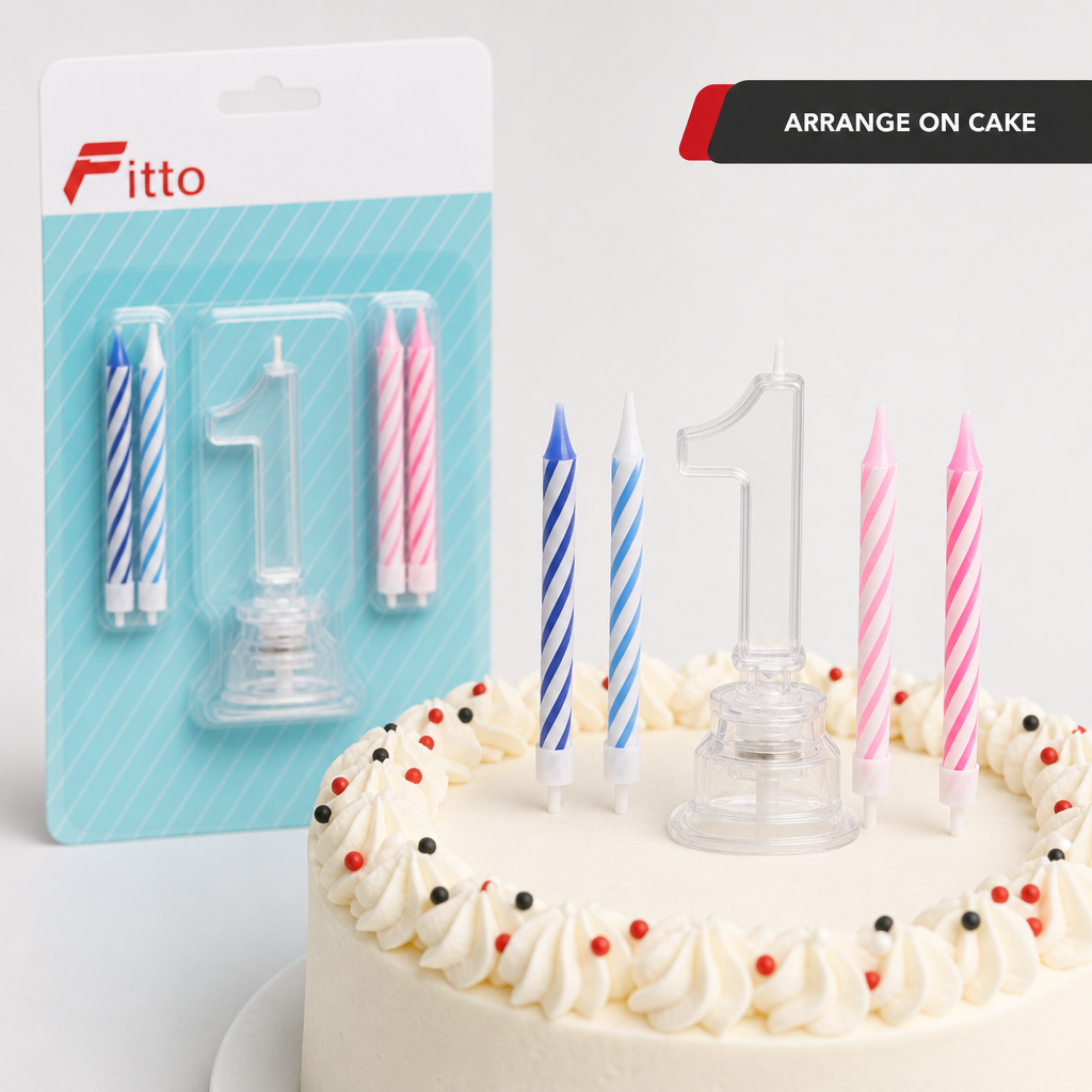 144 Pieces LED Happy Birthday Number 1 Cake Candle Set with 4 Candles, 9 cm