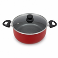 48 Pieces 26 cm Aluminium Non-Stick Saucepot with Glass Lid and Dual Side Handles, Red