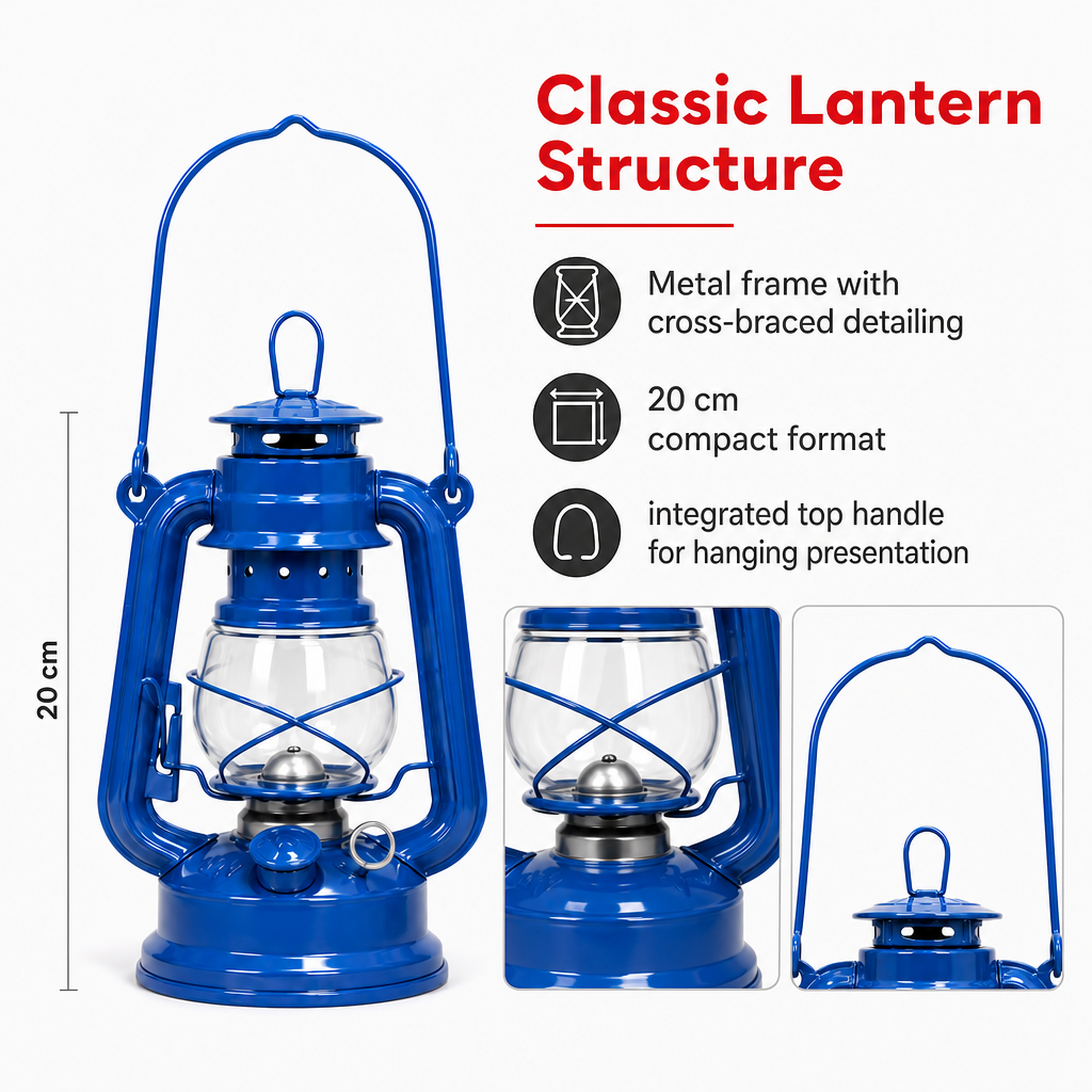 96 Pieces Metal Hurricane Lanterns, Small Blue Hanging Lantern, 20 cm