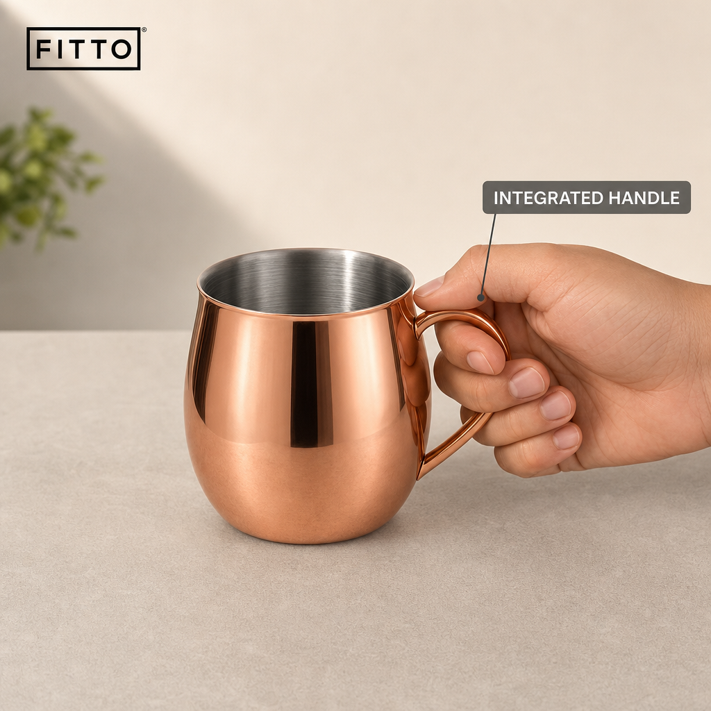 72 Pieces Copper-Finish Stainless Steel Mug with Handle, 1 Piece, 14 x 12 x 10 cm