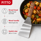 96 Pieces Stainless Steel Turner with Wooden Handle, 30.5 x 7.3 cm, 1 Piece