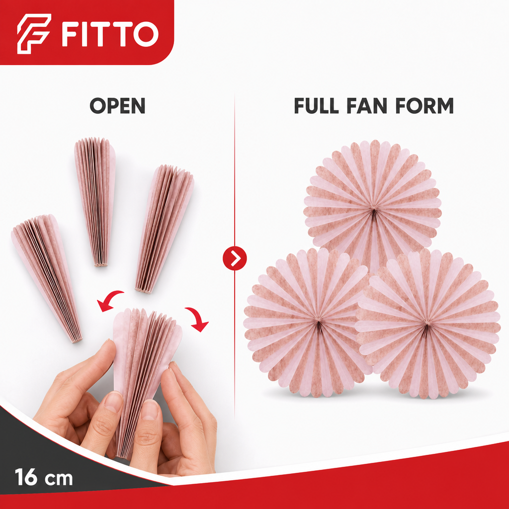 240 Pieces Pink Paper Honeycomb Fan Decorations, 16 cm, 3 Pieces