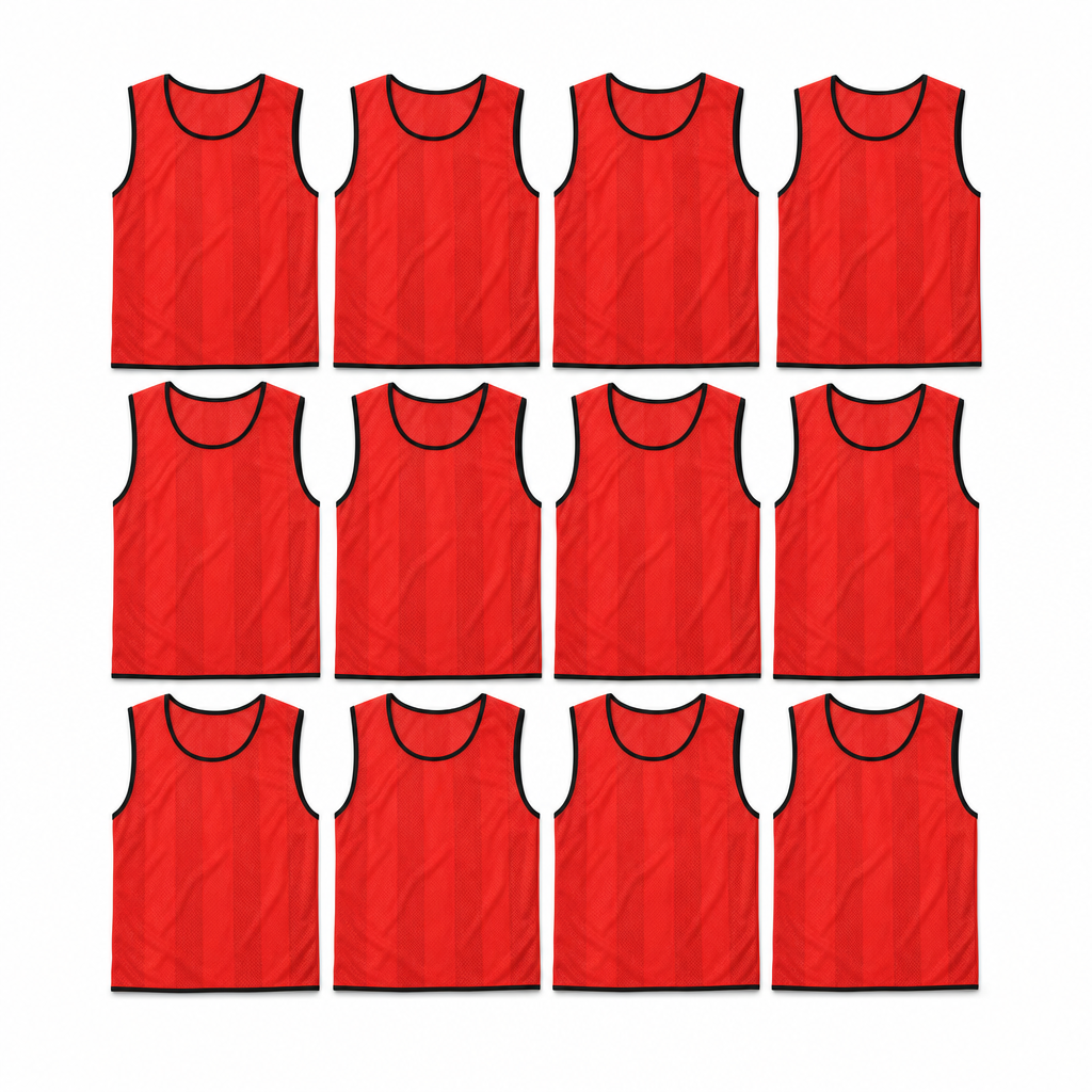 48 Pieces Mesh Sports Training Bib Vest, Standard Size, Red, 12-Piece Pack