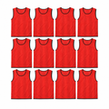 48 Pieces Mesh Sports Training Bib Vest, Standard Size, Red, 12-Piece Pack