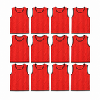 48 Pieces Mesh Sports Training Bib Vest, Standard Size, Red, 12-Piece Pack