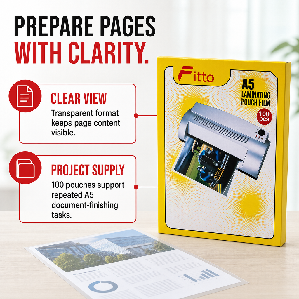 96 Pieces Clear A5 Laminating Pouches, 100 Pouches for Document Finishing