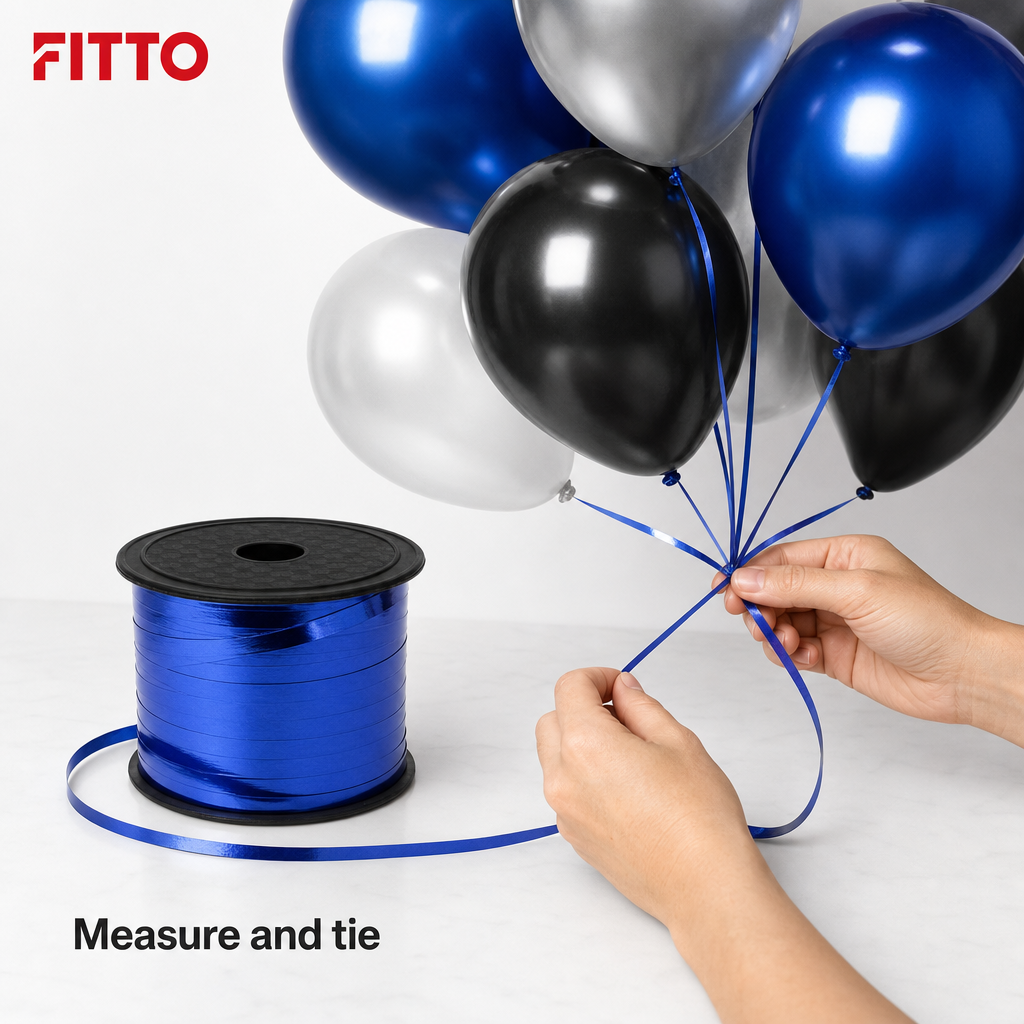 144 Pieces Dark Blue Balloon Ribbon Roll, 5 mm x 100 yd, Party Decorations Ribbon for Balloon Displays