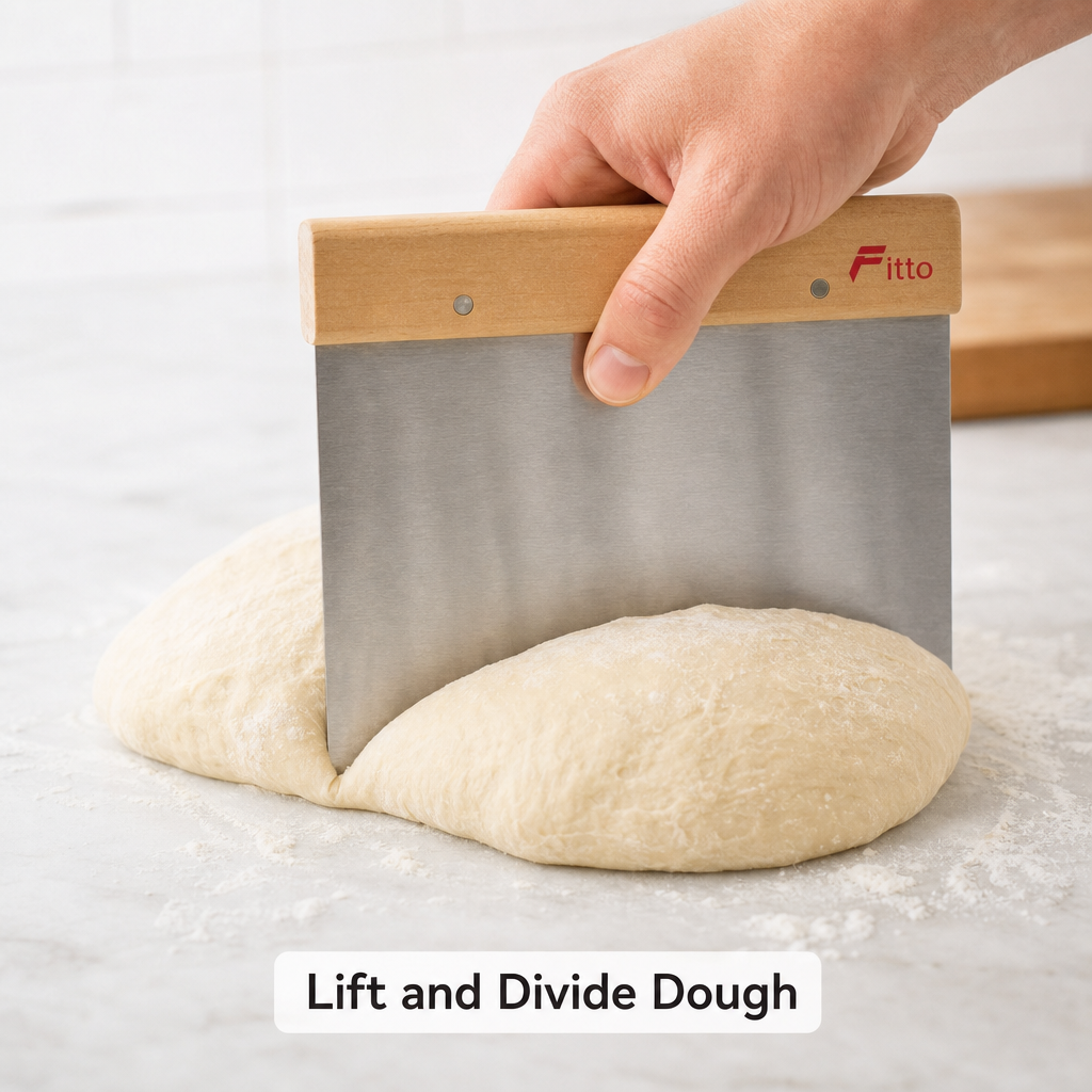 240 Pieces Dough Scrapers, Stainless Steel Blade with Wooden Handle, 8 Inch, Silver and Natural Wood, 1 Piece