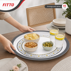 72 Pieces Round Melamine Serving Trays, 45 cm, White with Floral Pattern