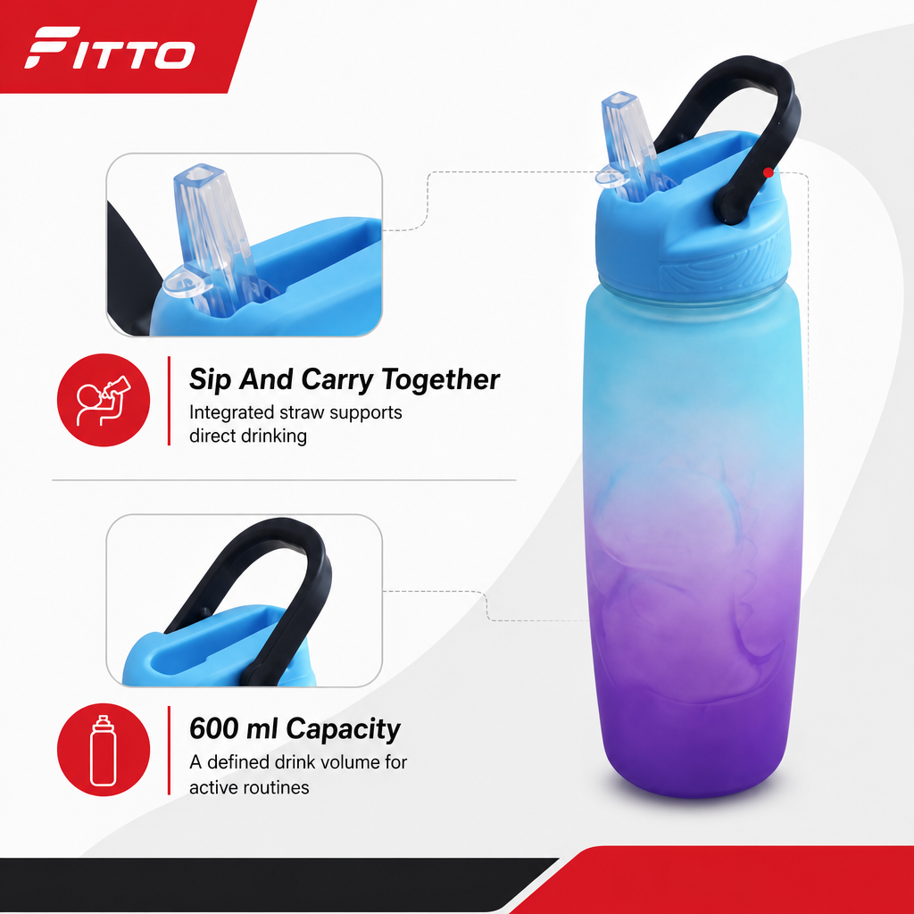 120 Pieces Sports Water Bottles with Straw and Carry Handle, 600 ml Gradient Plastic Bottle, Assorted Colour
