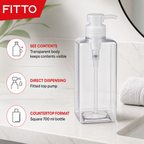 96 Pieces Clear 700 ml Liquid Soap Dispensers Bottle with Pump, Square Countertop Design