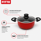 48 Pieces 20 cm Red Aluminum Non-Stick Saucepot with Glass Lid and Side Handles