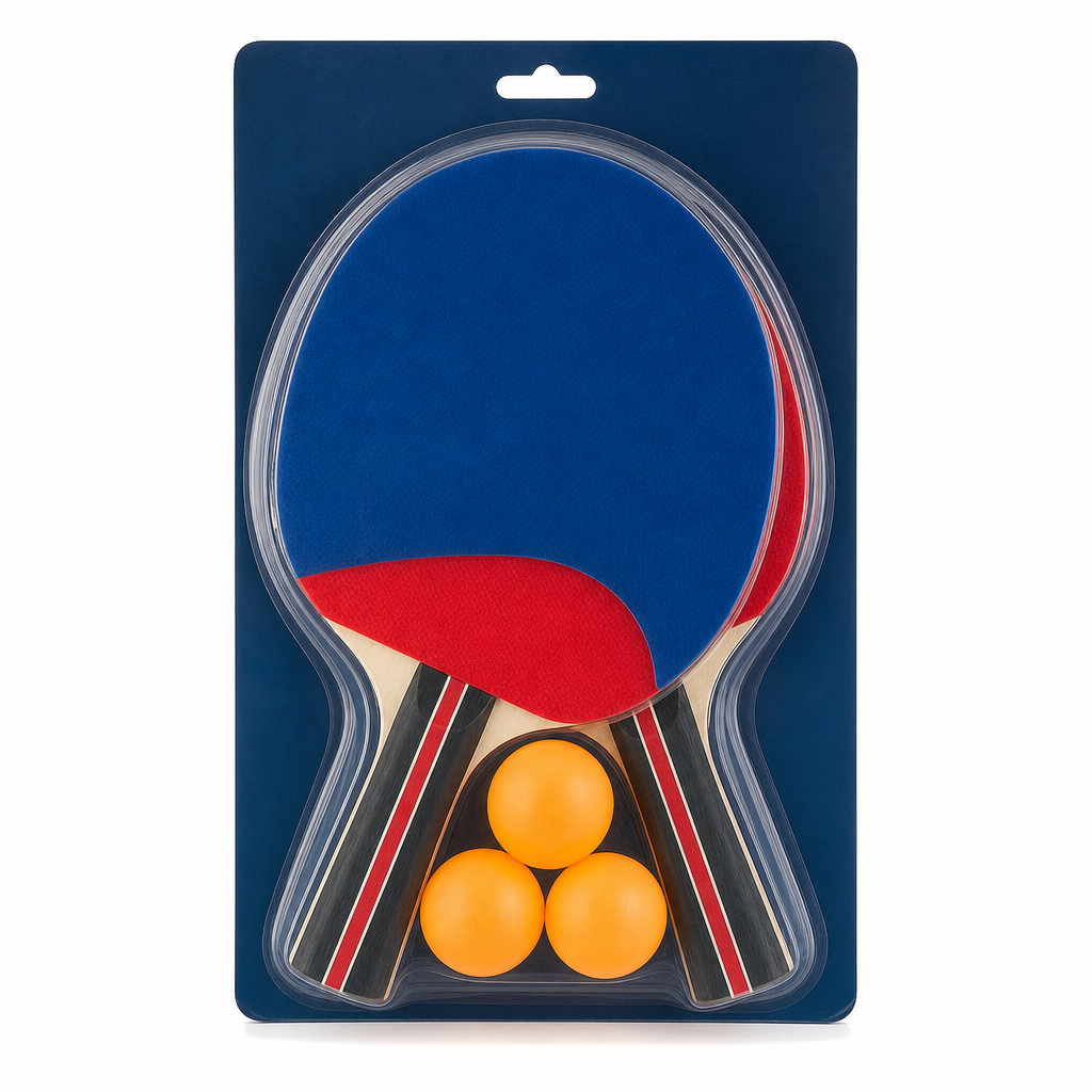 96 Pieces Table Tennis Racket Set, 2 Rackets and 3 Balls, Red and Blue Paddle Set for Recreational Matches
