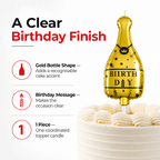 144 Pieces Gold Bottle-Shaped Happy Birthday Cake Topper Candle, 1 Piece