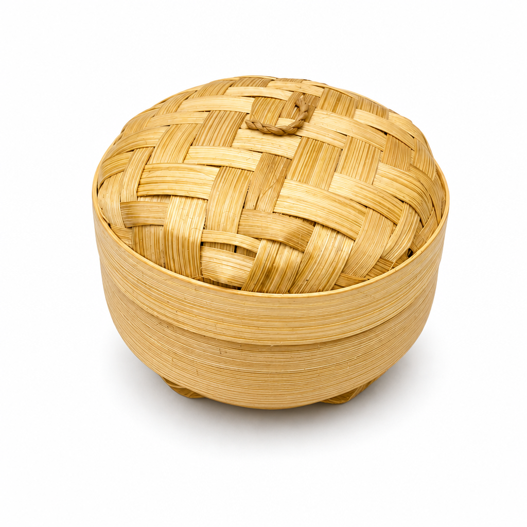96 Pieces Handwoven Bamboo Round Storage Box With Lid, 4-Inch Natural Organizer