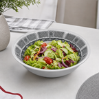 120 Pieces Melamine Salad Bowl, 6 Inch, Grey With Geometric Border