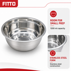 120 Pieces Stainless Steel Mixing Bowl, 1200 ml, 20 x 6 cm, Silver, 1 Piece