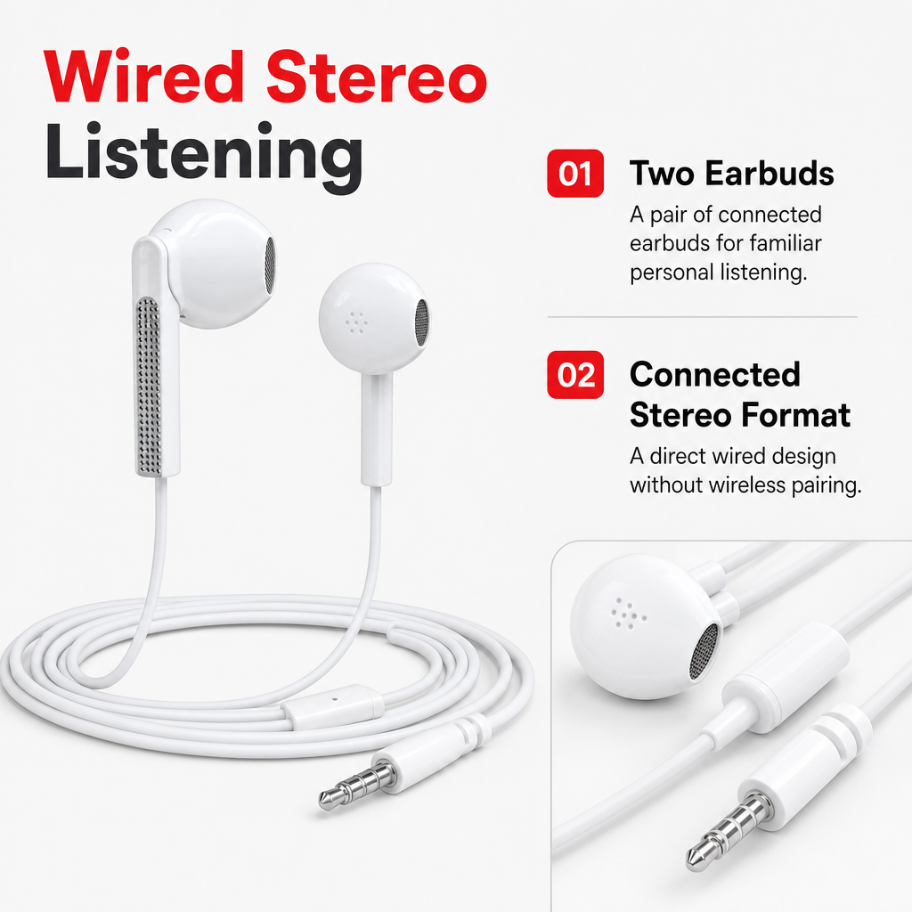 240 Pieces Wired Stereo Earphones, White In-Ear Design, Single Pair