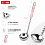 120 Pieces Stainless Steel Soup Ladle with Pink Handle, 31 cm, Deep Bowl for Cooking and Serving