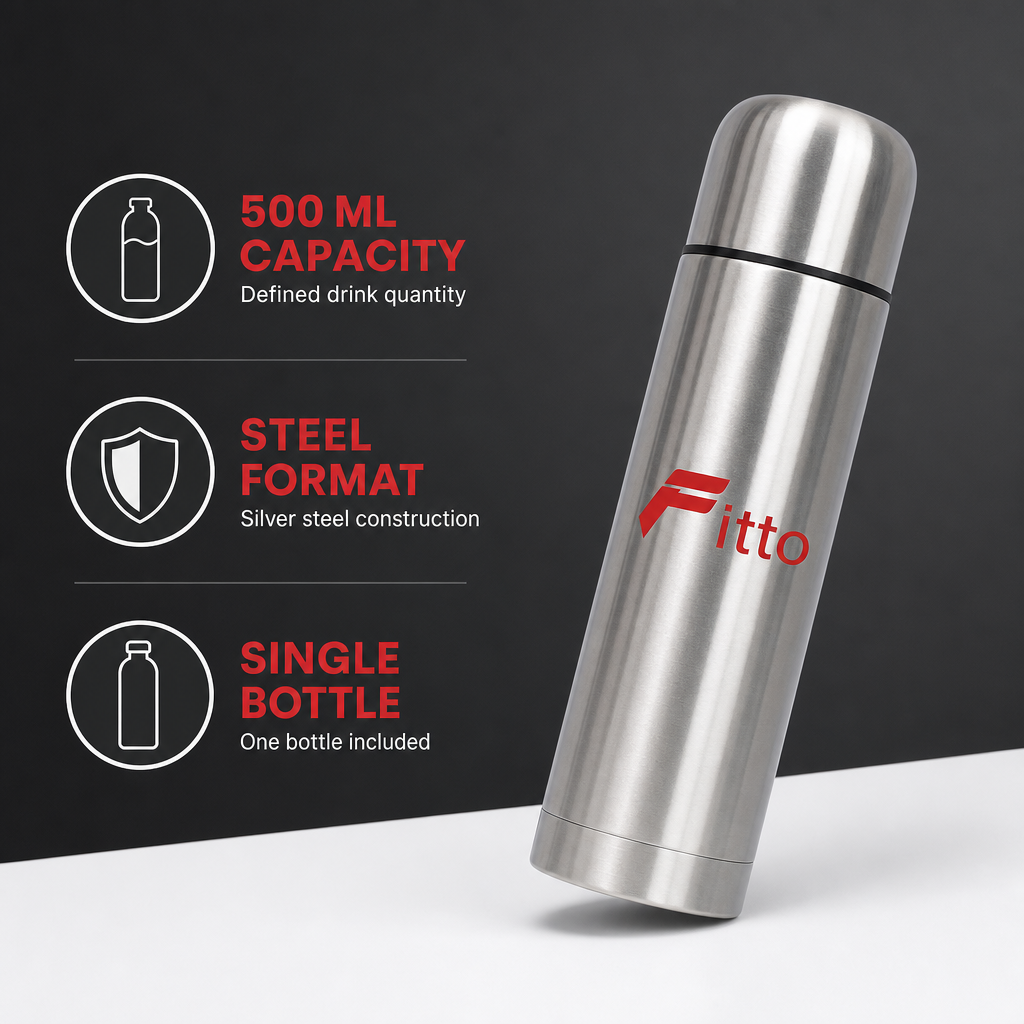 96 Pieces Steel Water Bottle, 500 ml Silver Cylindrical Drinkwares for Daily Hydration